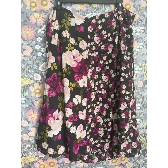 Calvin Klein Floral Wrap Midi Skirt Women Size 18W Black Pink White - Picture 5 of 7